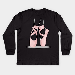 Ballerina Ballet Shoes - Cool Toe Dancing Kids Long Sleeve T-Shirt